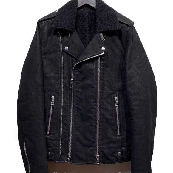 Balmain Other - Balmain Black Waxed Cotton and Wool Lined Biker Jacket